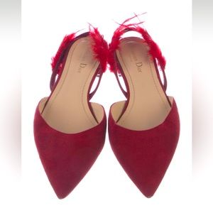 Dior Flats red with feathers size 40